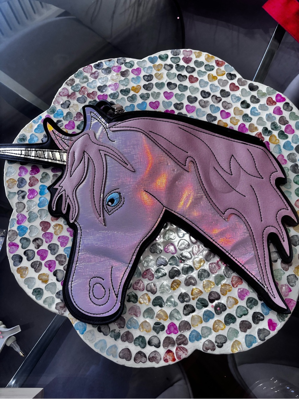 Metallic Pink Unicorn Wristlet Clutch Bag